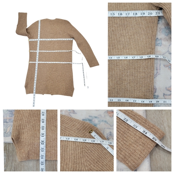 J.Crew Ribbed Knit Open Front Cardigan Sweater Tan Lambswool Neutral Women's S/M - Picture 12 of 15